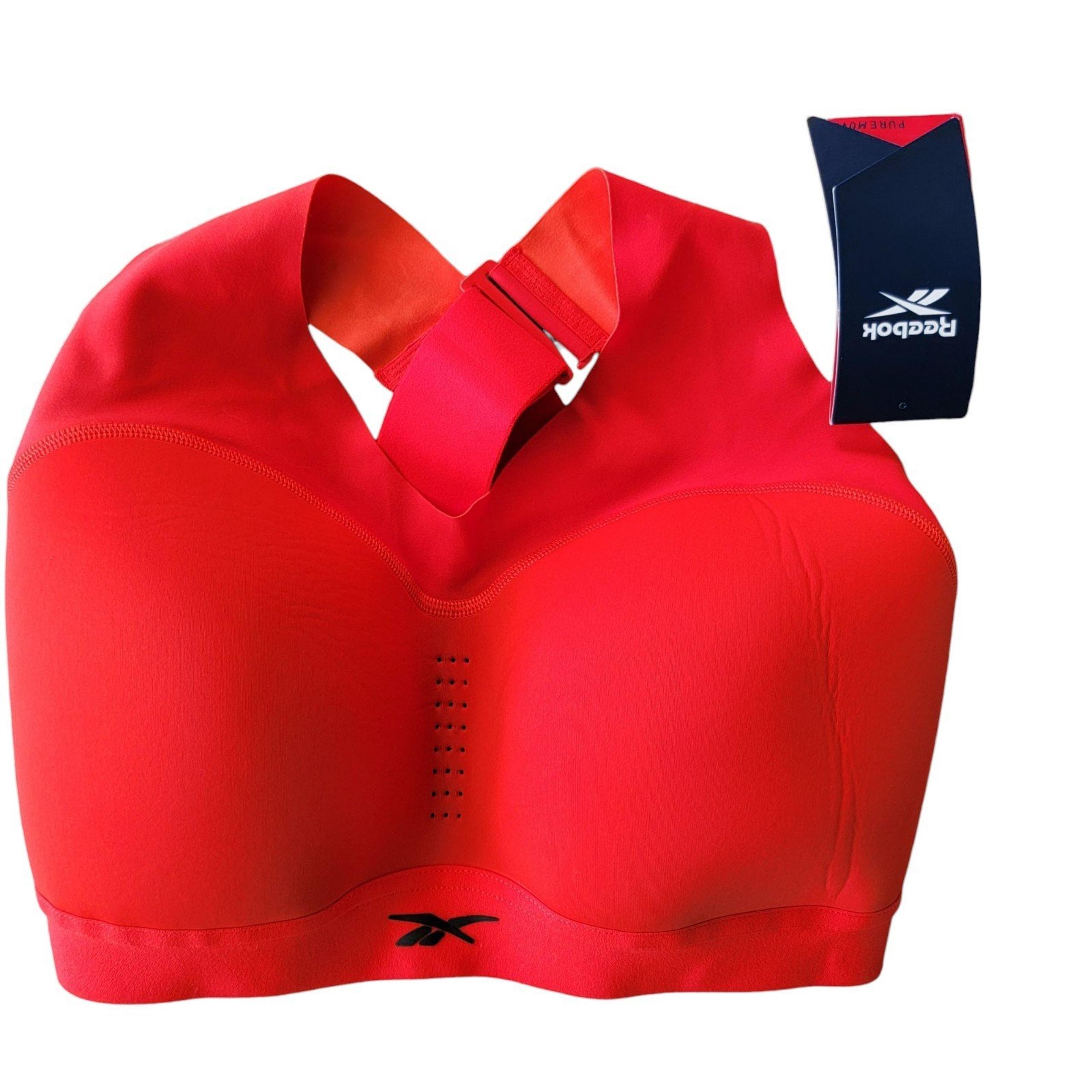 NWT REEBOK Puremove Motion Sense Racerback Red Sports Bra Womens S/M Fitness