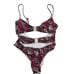 L Space Womens Small Trinity One Piece Cut Out Swimsuit Black Pink Butterfly NWT