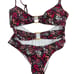 L Space Womens Small Trinity One Piece Cut Out Swimsuit Black Pink Butterfly NWT