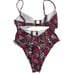L Space Womens Small Trinity One Piece Cut Out Swimsuit Black Pink Butterfly NWT