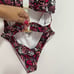 L Space Womens Small Trinity One Piece Cut Out Swimsuit Black Pink Butterfly NWT