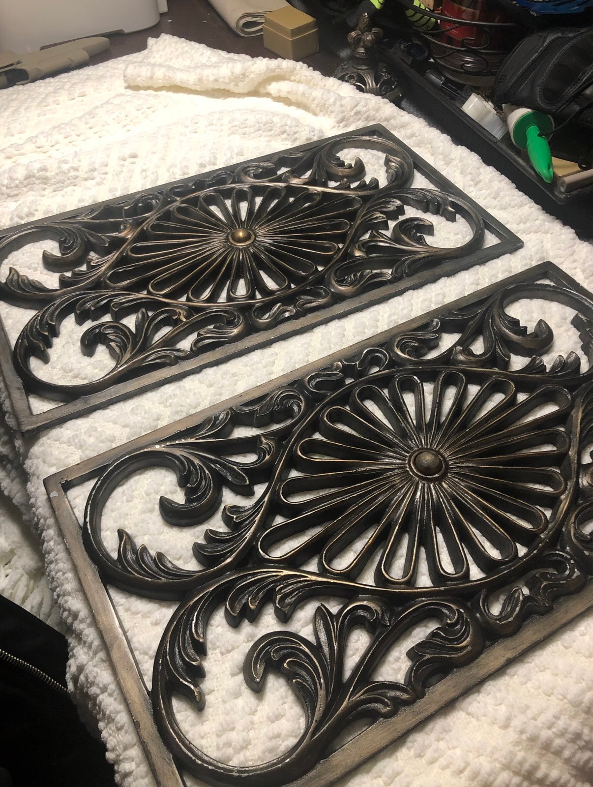 Heavy pewter wall decorations