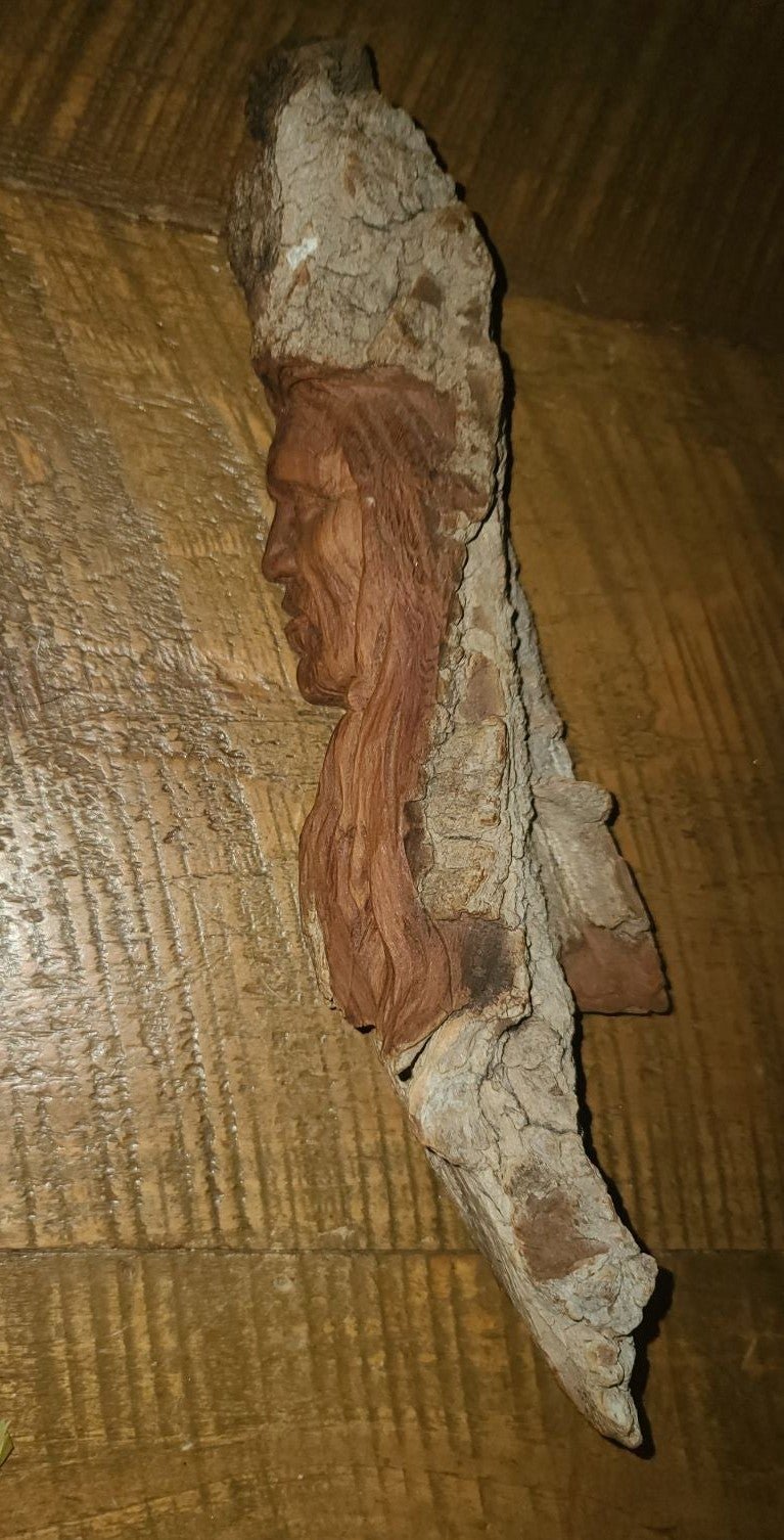 Handcarved wood Native American profile