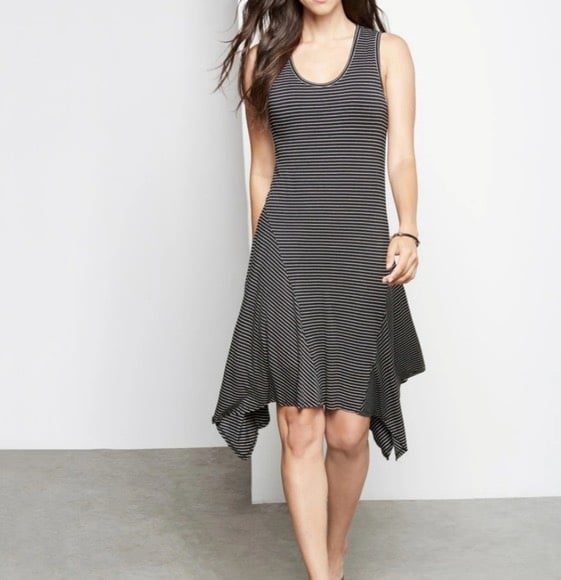 Black Stripe Handkerchief Dress 2x