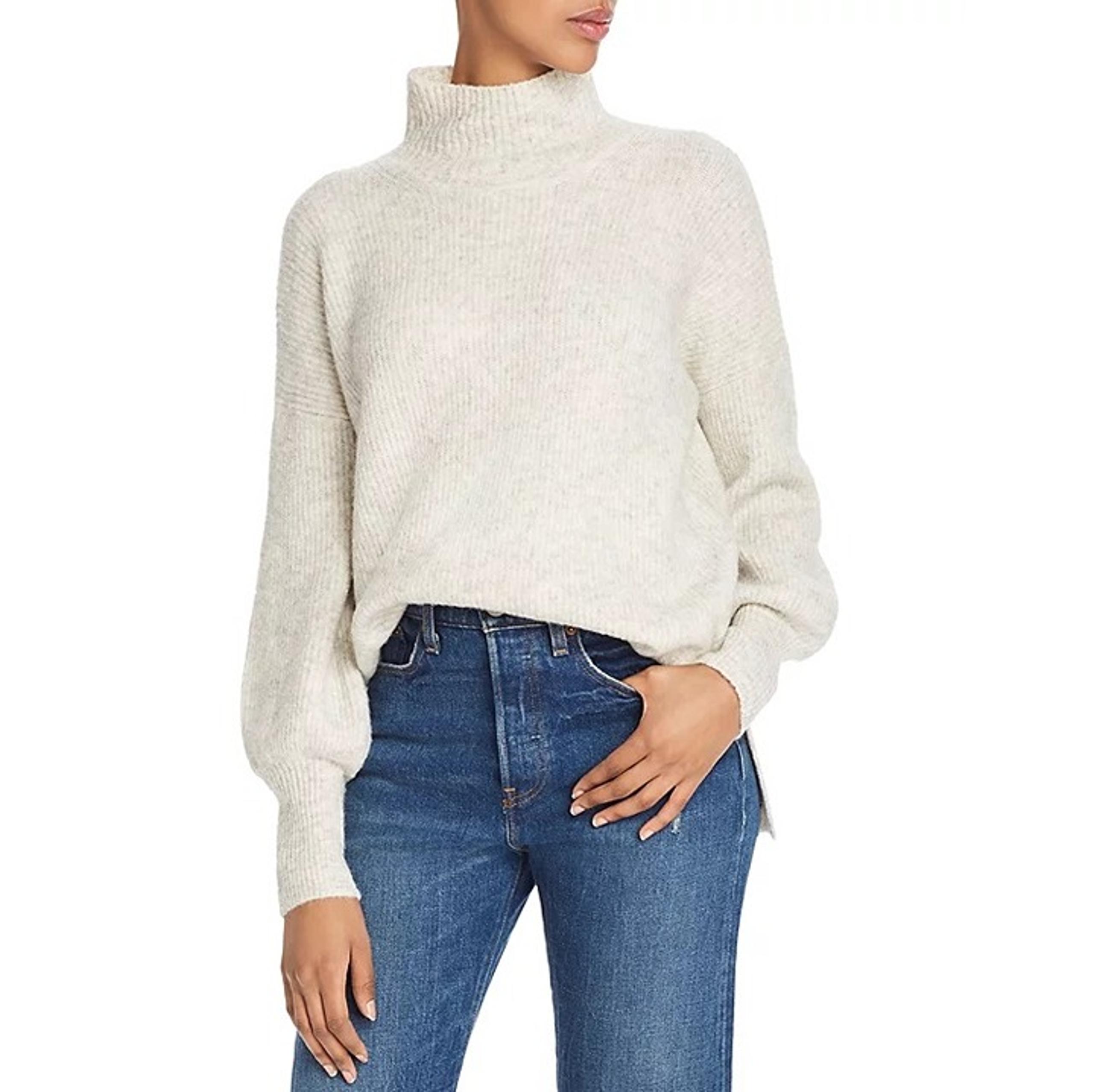 FRENCH CONNECTION Flossy Orla Ribbed Turtleneck Sweater In Winter White Medium M