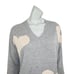Laurie Felt Women's Size Small Vneck Pullover Sweater Gray with hearts