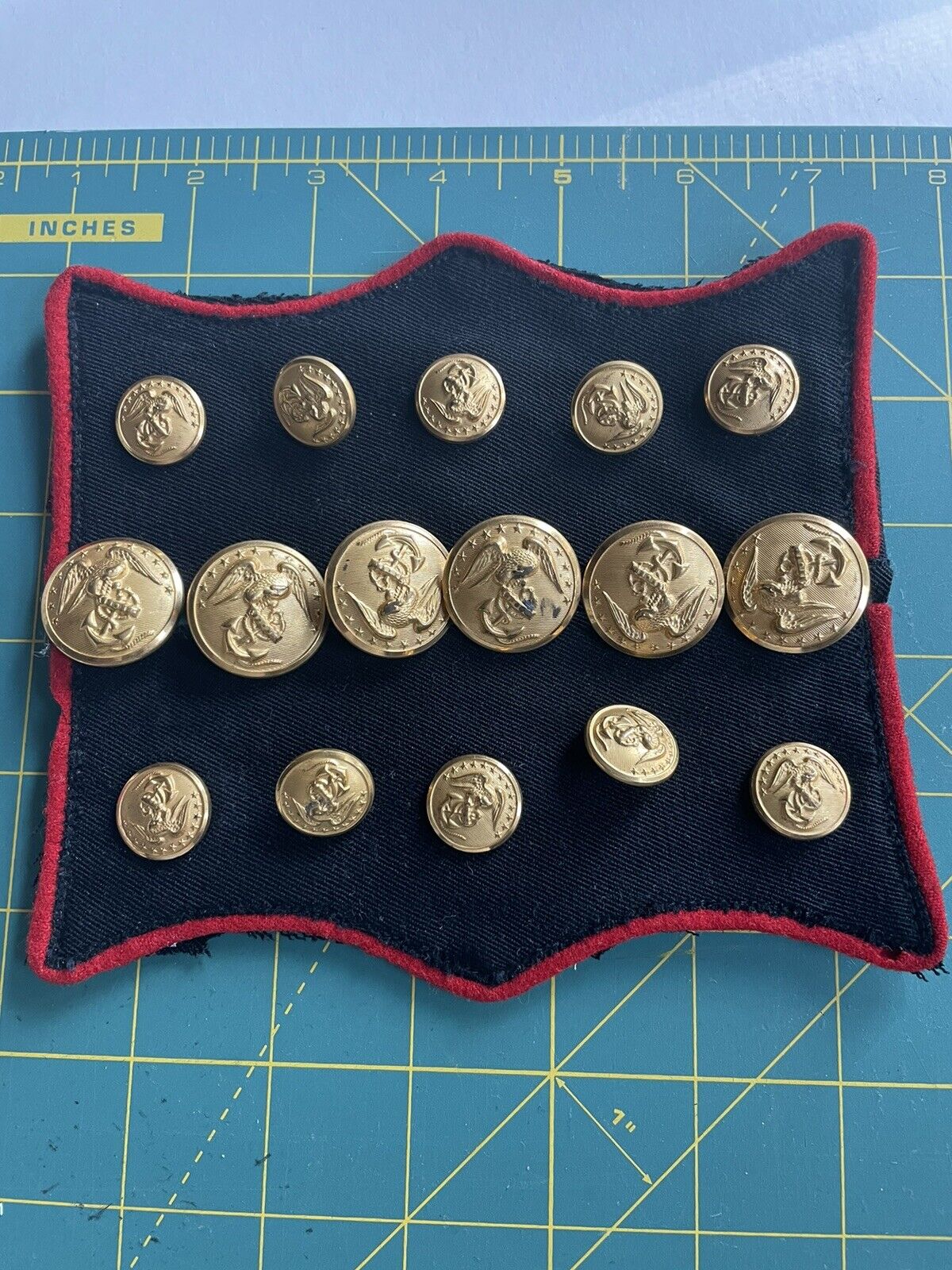 16 Vintage USMC Marine Military Brass Buttons Waterbury Co Eagle Anchor