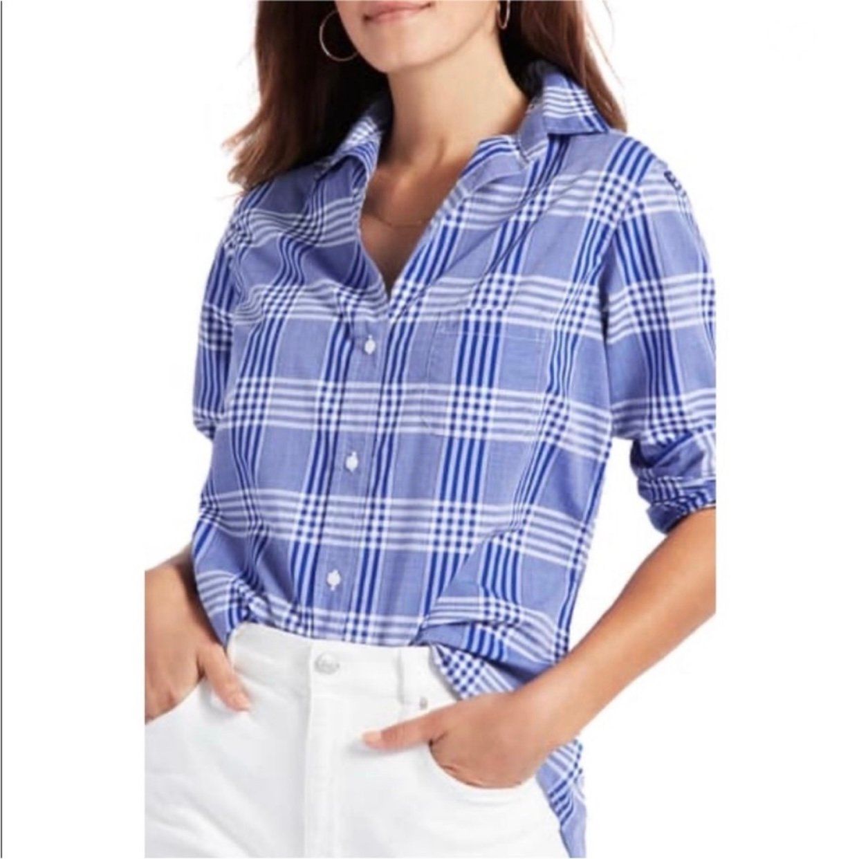 Grayson The Hero Alison Blue & White Plaid Shirt Size XS