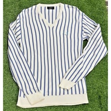 Christian Dior Monsieur Men's VINTAGE Blue Knit Golf V-Neck Sweater USA Large