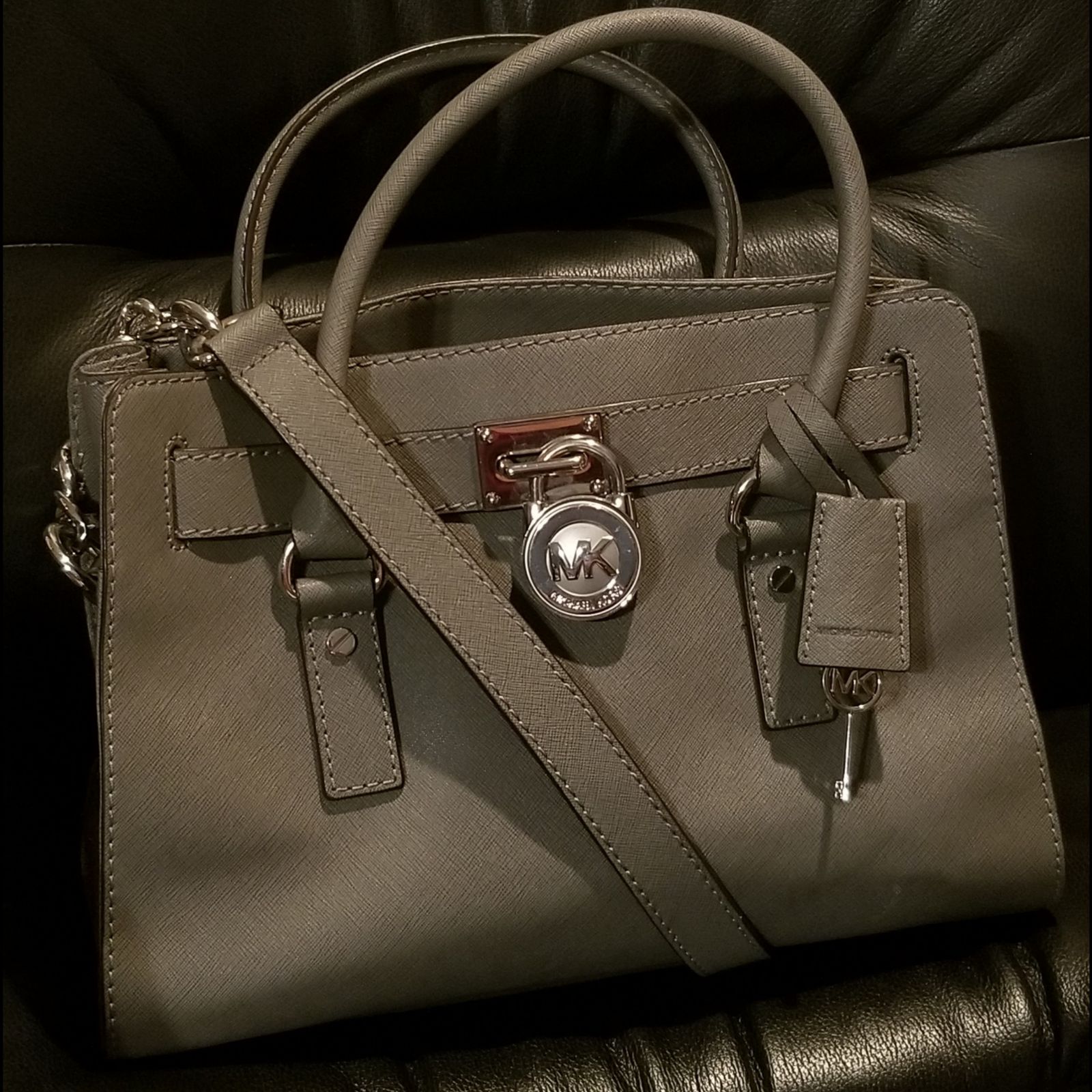 Michael Kors Hamilton gray satchel /tote