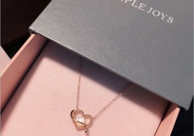Pink heart necklace with diamond
