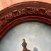 VINTAGE Oil On Canvas Still Life Painting Oval Curved Wood Frame 27.5” X 24”