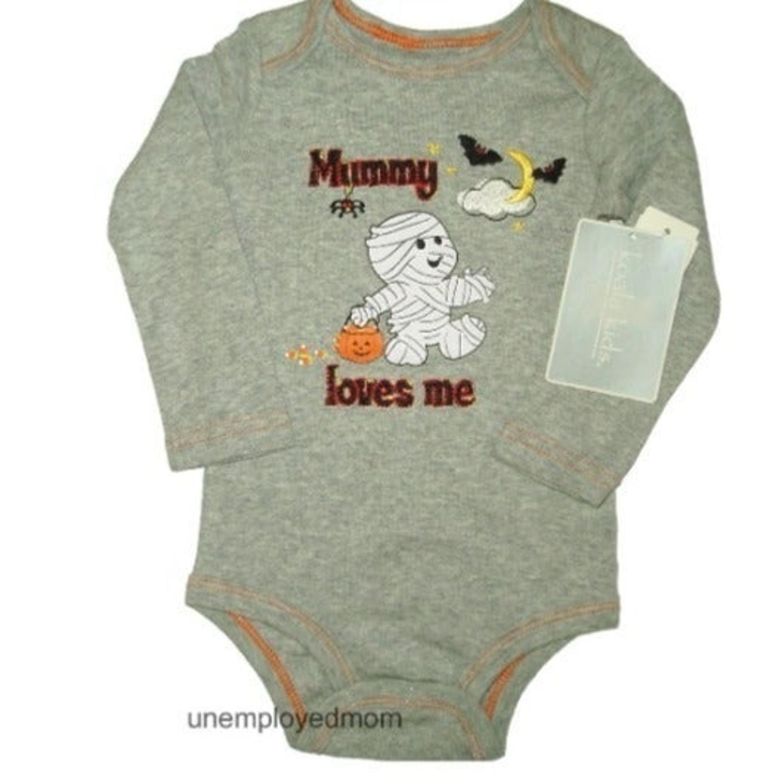 6M Mummy Loves Me Bodysuit Halloween Spider Bats Baby Boys
