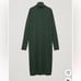 COS / Green Wool Cowl Neck Turtleneck Sweaterknit midi Dress M