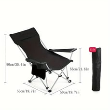 1pc Foldable Camping Chair, Portable Lawn Chair With Cup Holder And Headrest, Fo