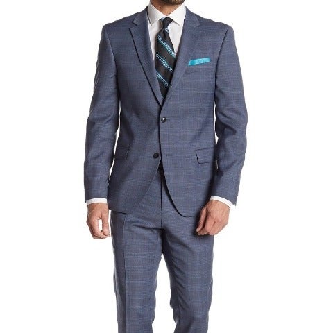 Blue Check Two Button Notch Lapel Slim