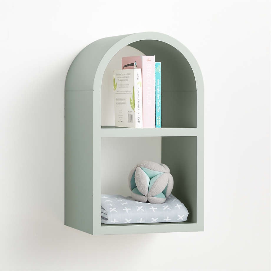Brand-new sage green wall shelf