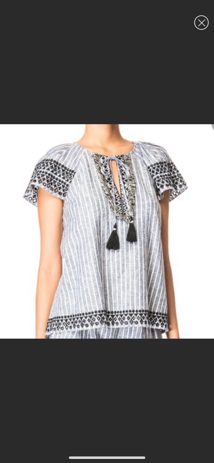 Parker Embroidered Boho Peasant Top size XS