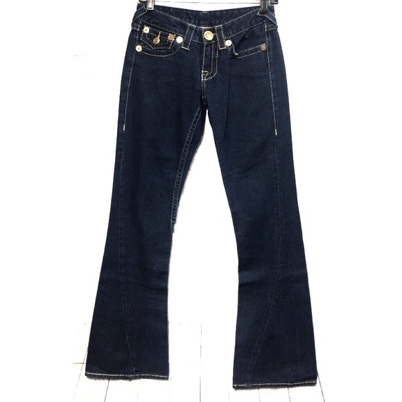 True Religion Yellow Stitch Gold Flare