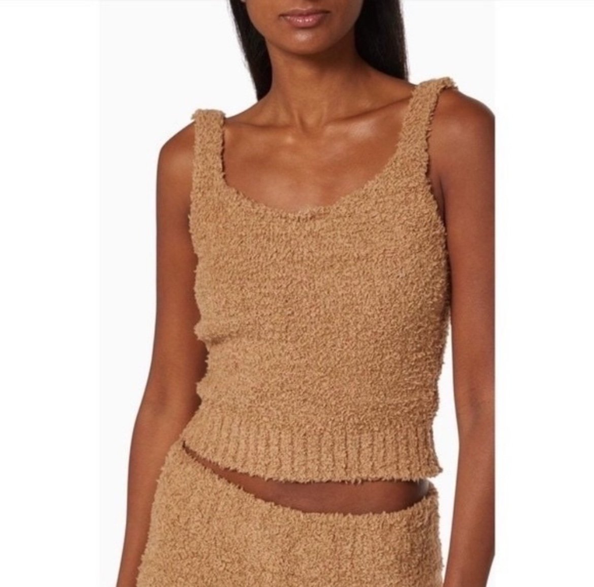 Skims Knit Scoop Neck Camel Brown Tank Top Size Small/Medium NWT (0436)