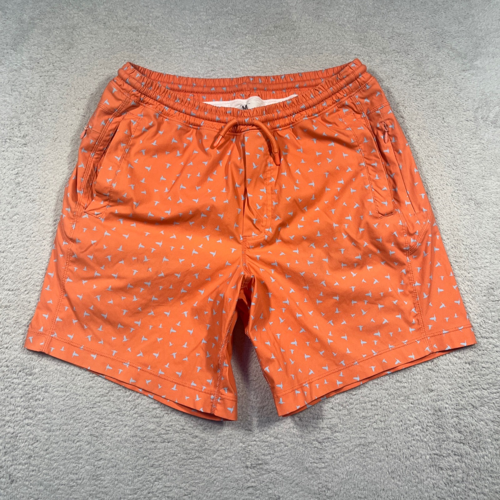 Bird Dogs Inner Banks Lined Swim Trunks Shorts Orange Drawstring Waist M
