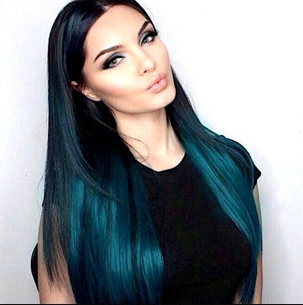 Wowfactor Blue ombre lace front wig teal