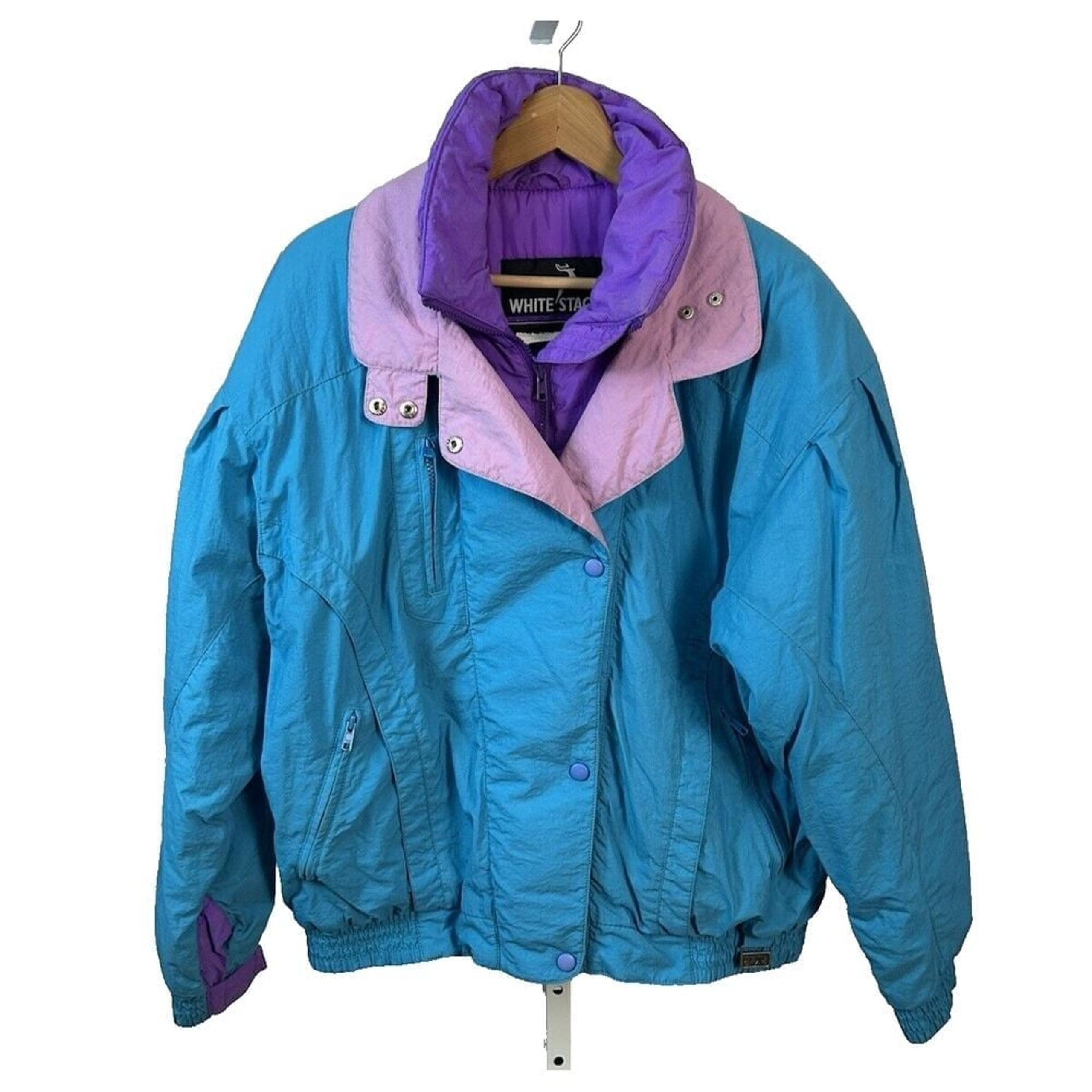 White Stag Puffer Ski Coat Winter Vintage Colorblock Teal Womens L Jacket 90s