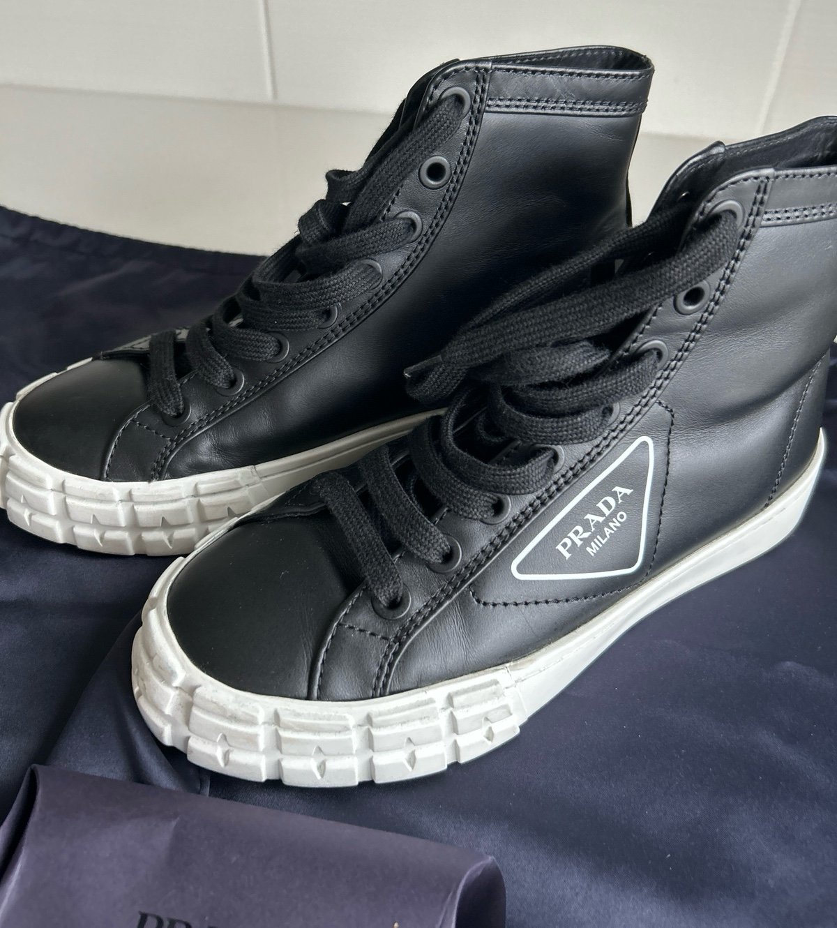 Prada High Top Sneakers Size 38 - AUTHENTIC
