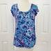 Lilly Pulitzer Blue Pink Cosmic Kismet Ruffle Pajama Henley Top Size Medium