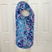 Lilly Pulitzer Blue Pink Cosmic Kismet Ruffle Pajama Henley Top Size Medium