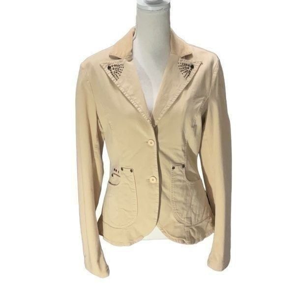 Parasuco Cult Tan Riveted Vintage Fitted Long Sleeve Denim Jacket Size S/M