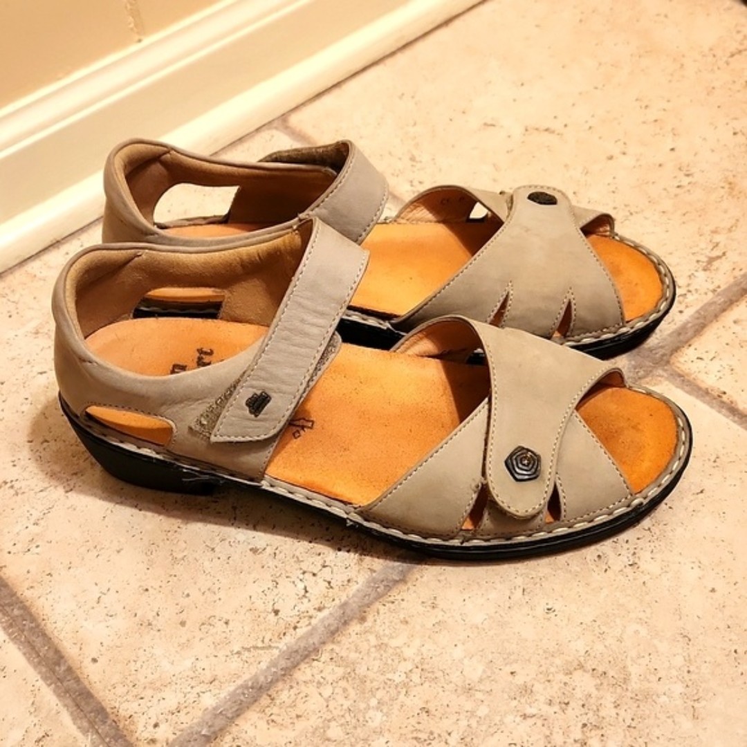 Finn Comfort Women's Taupe & Tan Sandals Leather & Suede Size 8