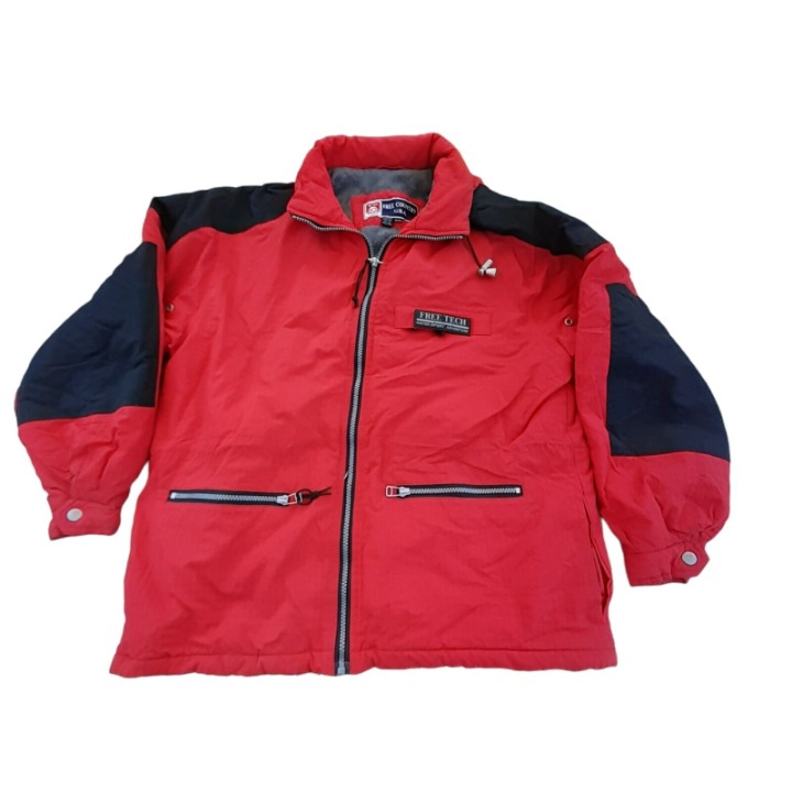 VTG Mens Free Country USA Winter Sport Jacket Cold Weather Hooded Pockets M Red