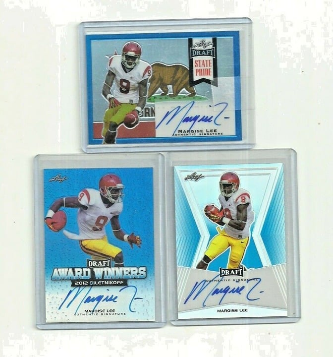 2014 Marqise Lee 3x #d AUTO LOT Leaf Metal BLUE SET Award Winners, State Pride +