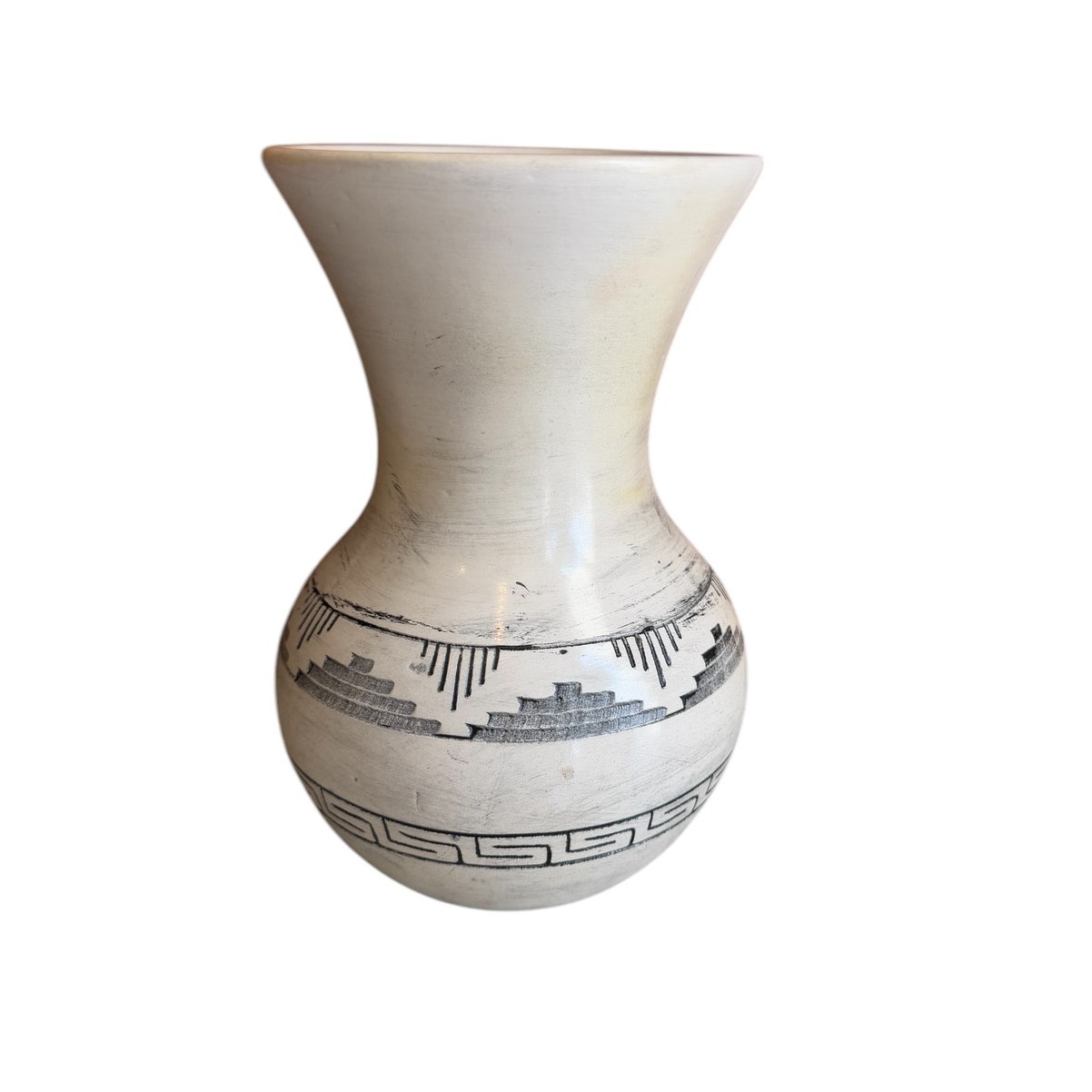 Agnes Wood Southwestern Navajo Pottery Vase Cream Black