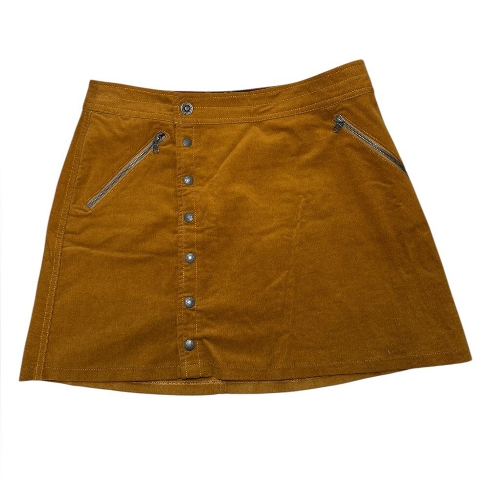 Kuhl Womens Streamline Corduroy Skirt Size 8 Mustard Yellow Hiking EUC