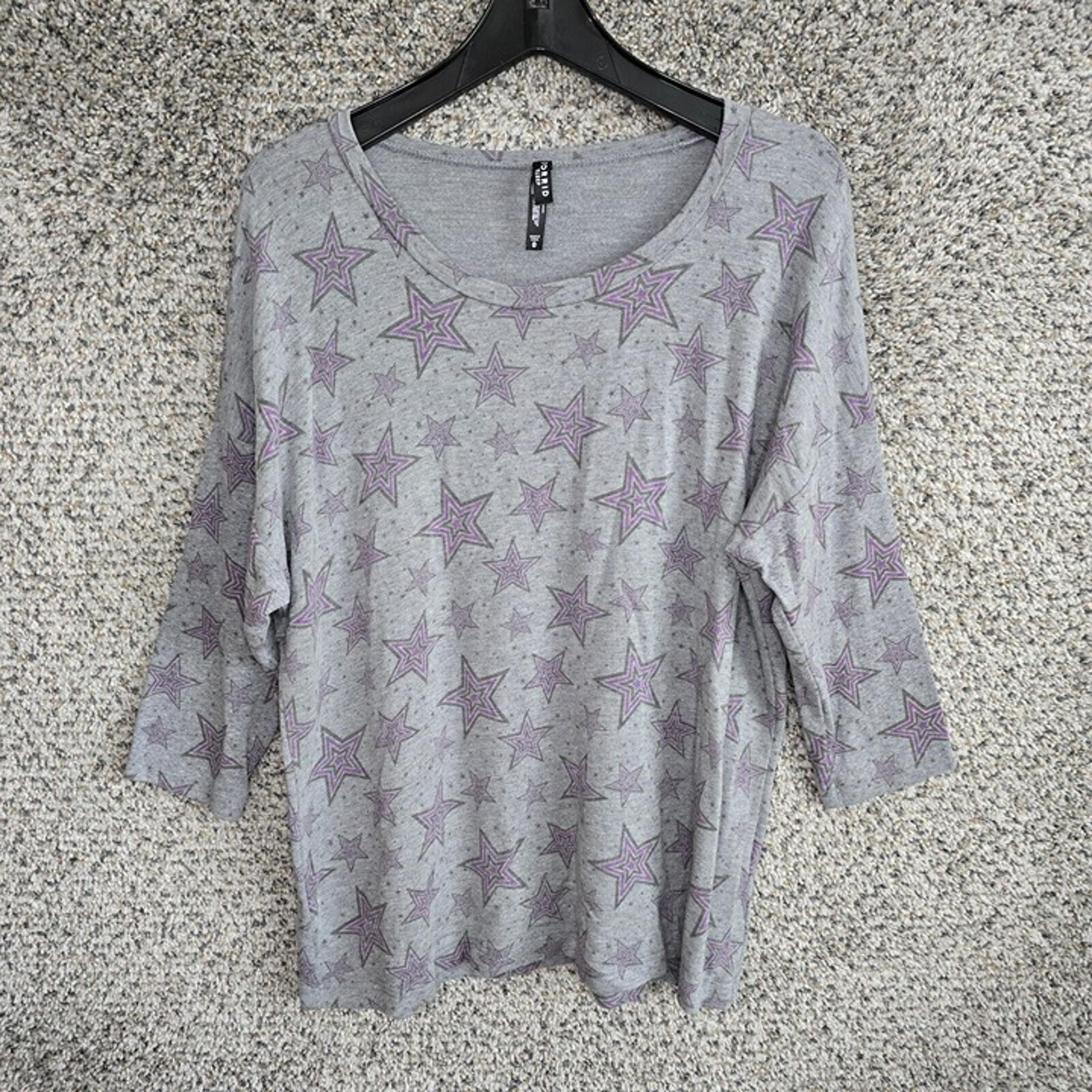 Torrid Pajama Top Womens 0 US 12 Gray Star Print Sleepwear Scoop Neck Lounge