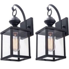 2-VILUXY Contemporary Outdoor Indoor Glass Wall Scones Matte Black Finish. New.
