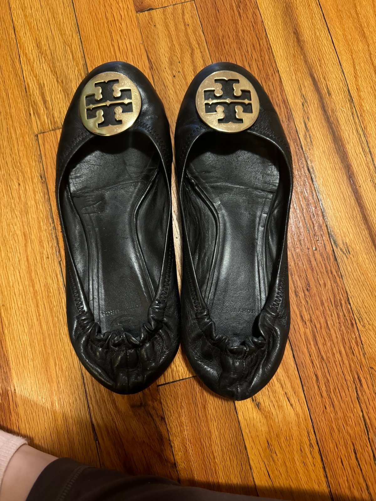 Tory Burch Black Leather Ballet Flats