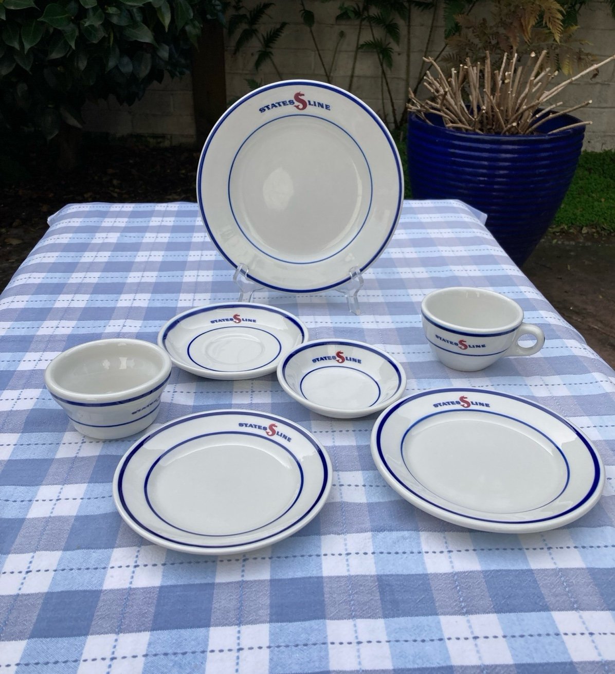 Vintage States Line China by Jackson China 7 Piece Lot