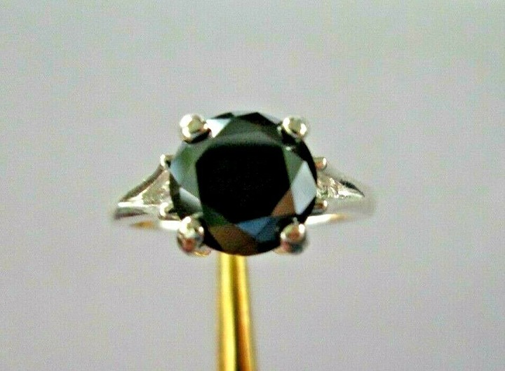 2.90ct 100% Earth Mined Real Black Diamond Ring, Certificate,Free Diamond Tester