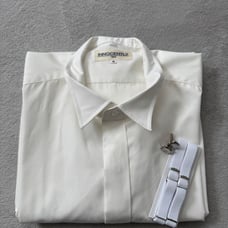 Wing collar shirt, cuffs, armband