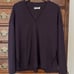 GRP1 V Neck Cotton Top Long Sleeve purple XS side slits oversize tunic lagenlook