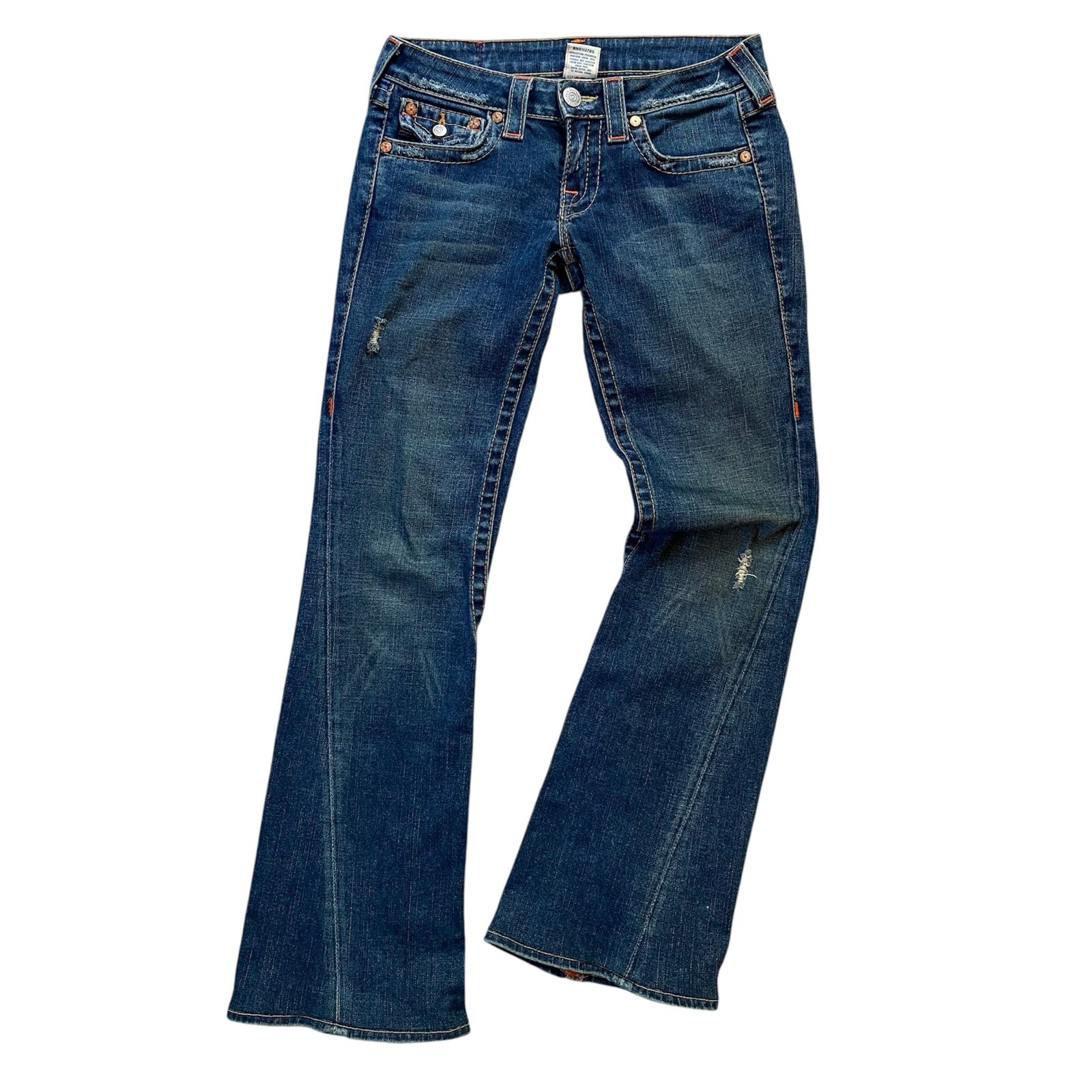 Vintage True Religion Flare/Boot Cut Distressed Low Rise Joey Jeans