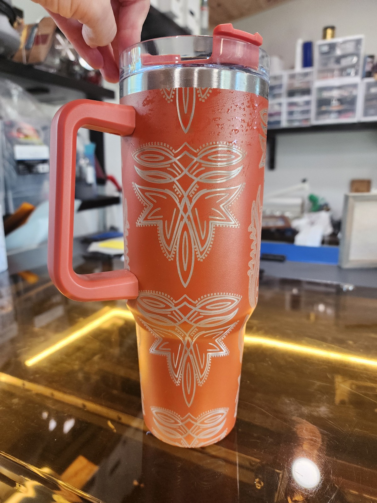 40 oz burnt orange cowgirl tumbler
