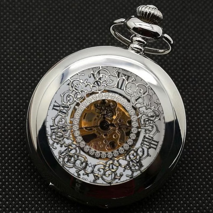 Vintage Brelsen Signature Silver Mechanical Demi Half Hunter Retro Pocket Watch