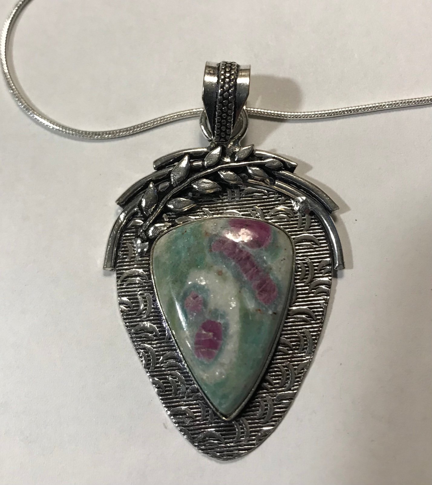 Ruby Fuchsite 925 Sterling Silver Necklace
