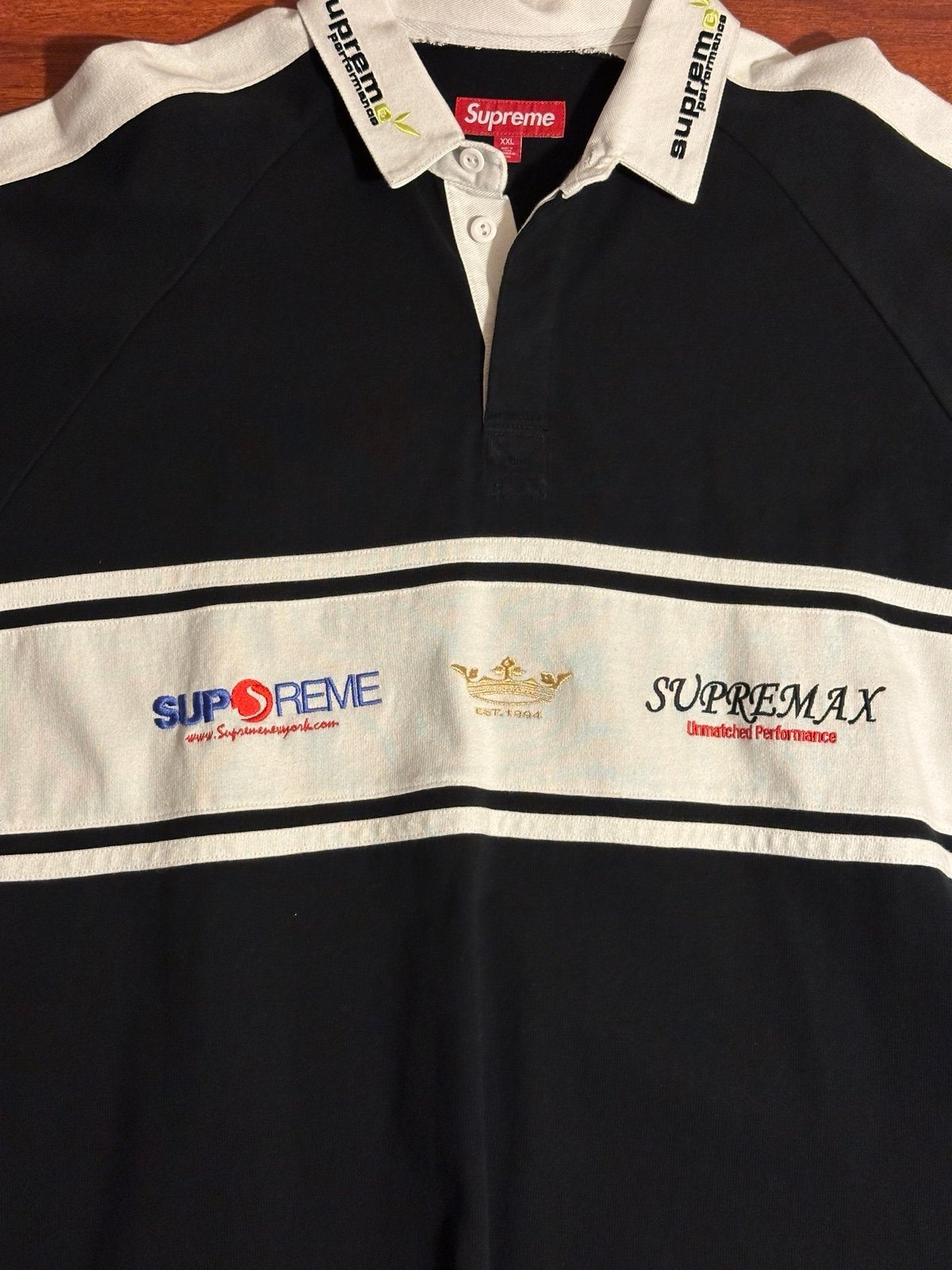 Supreme Chest Stripe Rugby FW 24 Black XXL