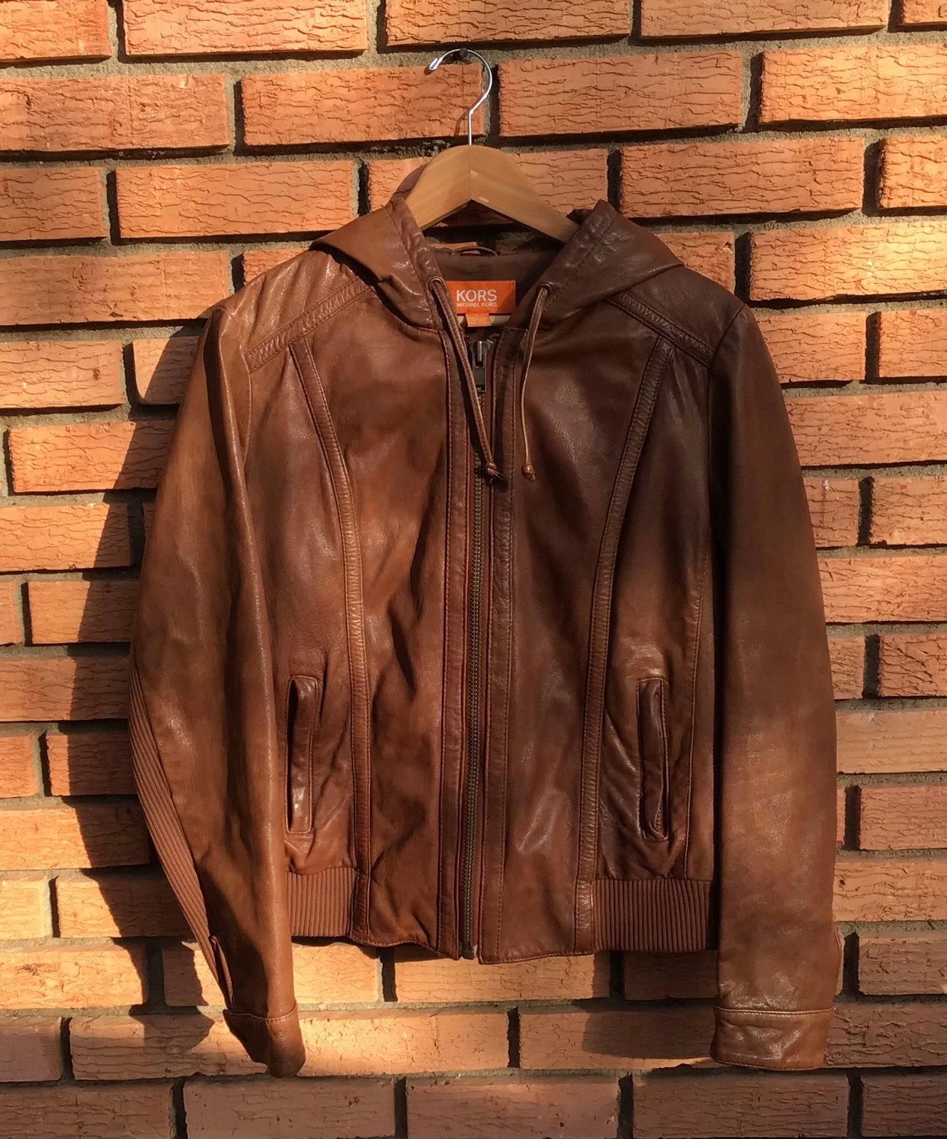 michael kors leather bomber