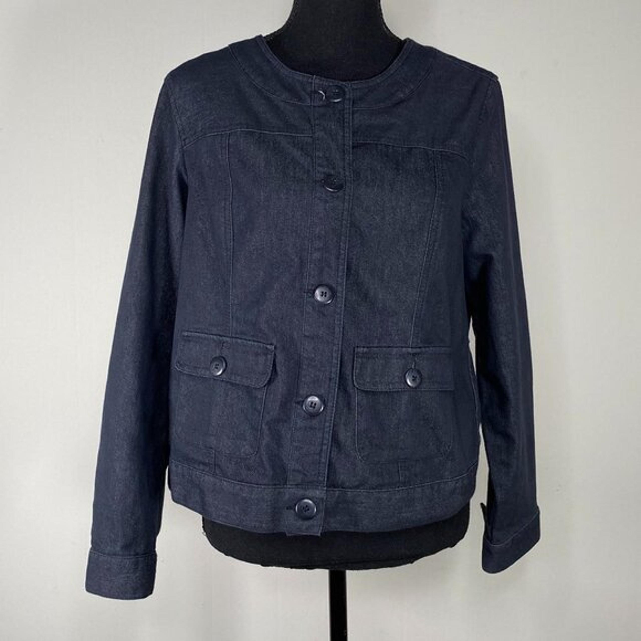 Sag Harbor PETITE Light Denim Jacket Women's 14P Black Pockets Casual